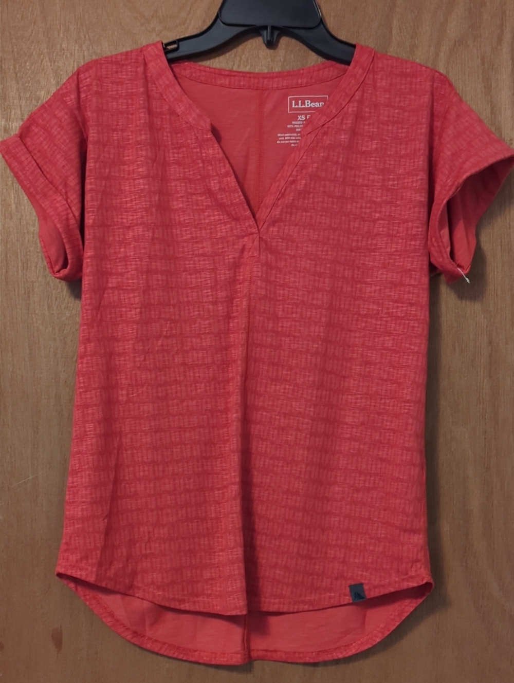 L.L. Bean Coral Red V-Notch Short Sleeve Tee